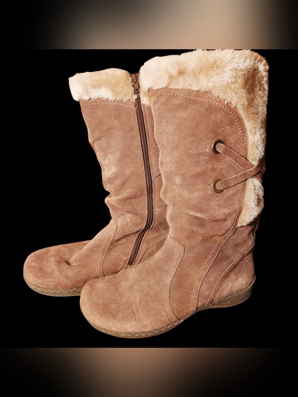 BareTraps Tan Suede Boots with Fur Lining Women's Size 11